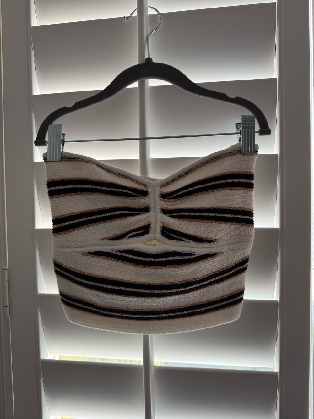 American Eagle Outfitters Cream Striped Knit Tube Crop Top